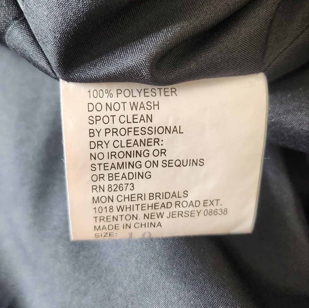 *Vintage Mon Cheri Evenings women's black satin beaded pleated formal dress 10 - Picture 7 of 8